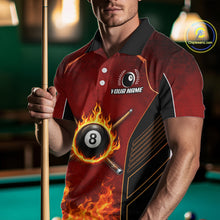 Load image into Gallery viewer, Red Billiard 8 Ball Cue Shirts For Men Custom Fire Flame Pool Team Billiard Polo &amp; 1/4 Zip Jerseys NYN3016