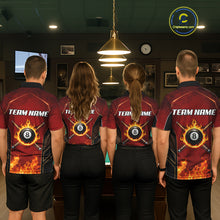 Load image into Gallery viewer, Red Billiard 8 Ball Cue Shirts For Men Custom Fire Flame Pool Team Billiard Polo &amp; 1/4 Zip Jerseys NYN3016