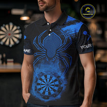 Load image into Gallery viewer, Blue Spider Men's Grunge Darts Shirt Smoke Dartboard - Custom Name For Darts Jersey NYN0468