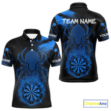 Load image into Gallery viewer, Blue Spider Men's Grunge Darts Shirt Smoke Dartboard - Custom Name For Darts Jersey NYN0468