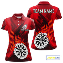 Load image into Gallery viewer, Custom Red Flaming White Dartboard Dart Polo Shirt For Women Outfits Dart Jerseys NYN1609