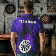 Load image into Gallery viewer, Custom Purple Flaming White Dartboard Dart Polo Shirt For Men Outfits Dart Jerseys NYN1610