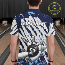 Load image into Gallery viewer, Blue And White Grunge Funny Bowling Ball &amp; Pins Shirts Custom Team Bowling Jerseys For Men NYN3445