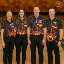 Load image into Gallery viewer, Fire Flame Dragon Bowling Polo Quarter Zip Shirts For Men Custom Team Bowling Jerseys | Red NYN3450