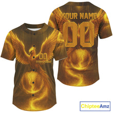 Load image into Gallery viewer, Custom Yellow Flames Phoenix Men Baseball Ball Jersey For Men Youth Baseball Team Shirt NYN0974