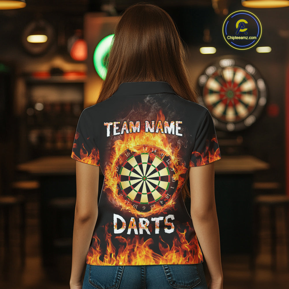 Fire Skull Multi-Flame Dartboard Custom Dart Shirts For Women, Dart Team Jerseys NYN0240
