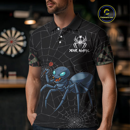 Gray Spider Webs Pattern Custom Aqua Blue Spider Dart Shirt For Men, Dart Jerseys NYN0245