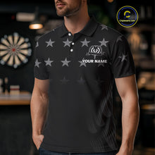 Load image into Gallery viewer, Black &amp; Red US Flag Dartboard - Men's Patriotic Darts Shirt - Custom Name For Players NYN0488
