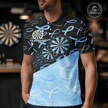 Load image into Gallery viewer, Male model wearing Prostate Cancer Awareness Darts Polo, Personalized Charity Tournament Jersey