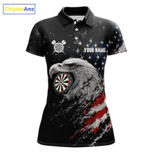 Load image into Gallery viewer, Custom USA Flag Eagle Women's Darts Polo Shirt Mockup, Patriotic Dart Tournament Jersey, Personalized League Apparel