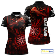 Load image into Gallery viewer, Custom Skull Red Dinosaur Flame Dartboard Polo Dart Shirt For Women, Dart Team Jerseys NYN1356