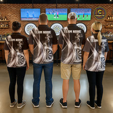 Load image into Gallery viewer, Black And Silver Darts Polo Shirts For Women Custom White Smoke Dartboard Dart Team Jerseys NYN2446