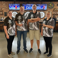 Load image into Gallery viewer, Black And Silver Darts Polo Shirts For Women Custom White Smoke Dartboard Dart Team Jerseys NYN2446