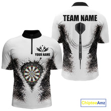 Load image into Gallery viewer, Black And White Splatter Dartboard Men Darts Polo &amp; 1/4-Zip Shirts Custom Outfits Darts Team Jersey NYN3036