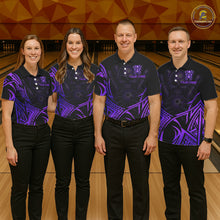 Load image into Gallery viewer, Womens Skull Bowling Shirts Purple Tribal Pattern Custom Skull Bowling Polo Quarter-Zip Team Jersey NYN3757