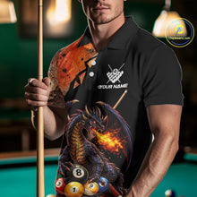 Load image into Gallery viewer, Orange Grunge Dragon Flame 8 Ball Pool Billiard Shirt For Men Custom Billiards Team Attire NYN3046