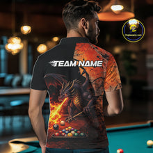 Load image into Gallery viewer, Orange Grunge Dragon Flame 8 Ball Pool Billiard Shirt For Men Custom Billiards Team Attire NYN3046