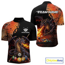 Load image into Gallery viewer, Orange Grunge Dragon Flame 8 Ball Pool Billiard Shirt For Men Custom Billiards Team Attire NYN3046