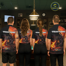 Load image into Gallery viewer, Orange Grunge Dragon Flame 8 Ball Pool Billiard Shirt For Men Custom Billiards Team Attire NYN3046