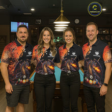 Load image into Gallery viewer, Orange Grunge Dragon Flame 8 Ball Pool Billiard Shirt For Men Custom Billiards Team Attire NYN3046