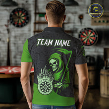 Load image into Gallery viewer, Custom Green Grim Reaper Flame Dartboard Dart Polo Jerseys For Men Dart Shirt Gifts NYN1647