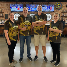 Load image into Gallery viewer, Personalized Gold Tribal Shark Custom Darts Polo Shirts For Men Tribal Dart League Jerseys NYN2183