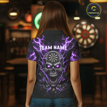 Load image into Gallery viewer, Thunder Lightning Purple Cracked Skull Dartboard Dart Polo Shirts For Women Custom Dart Team Shirts NYN2676