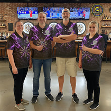 Load image into Gallery viewer, Thunder Lightning Purple Cracked Skull Dartboard Dart Polo Shirts For Women Custom Dart Team Shirts NYN2676