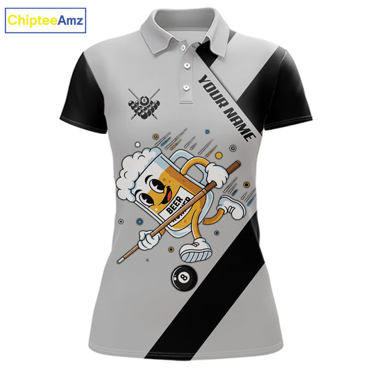 Black Grey Funny Beer Runner 8 Ball Women Billiards Shirt Personalized Pool Balls Billiard Team Names NYN2680