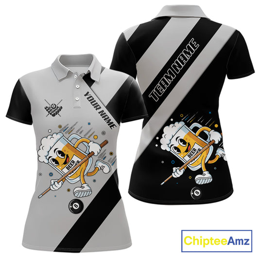 Black Grey Funny Beer Runner 8 Ball Women Billiards Shirt Personalized Pool Balls Billiard Team Names NYN2680