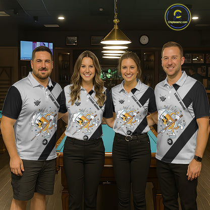 Black Grey Funny Beer Runner 8 Ball Men Billiards Shirt Personalized Pool Balls Billiard Team Names NYN2680