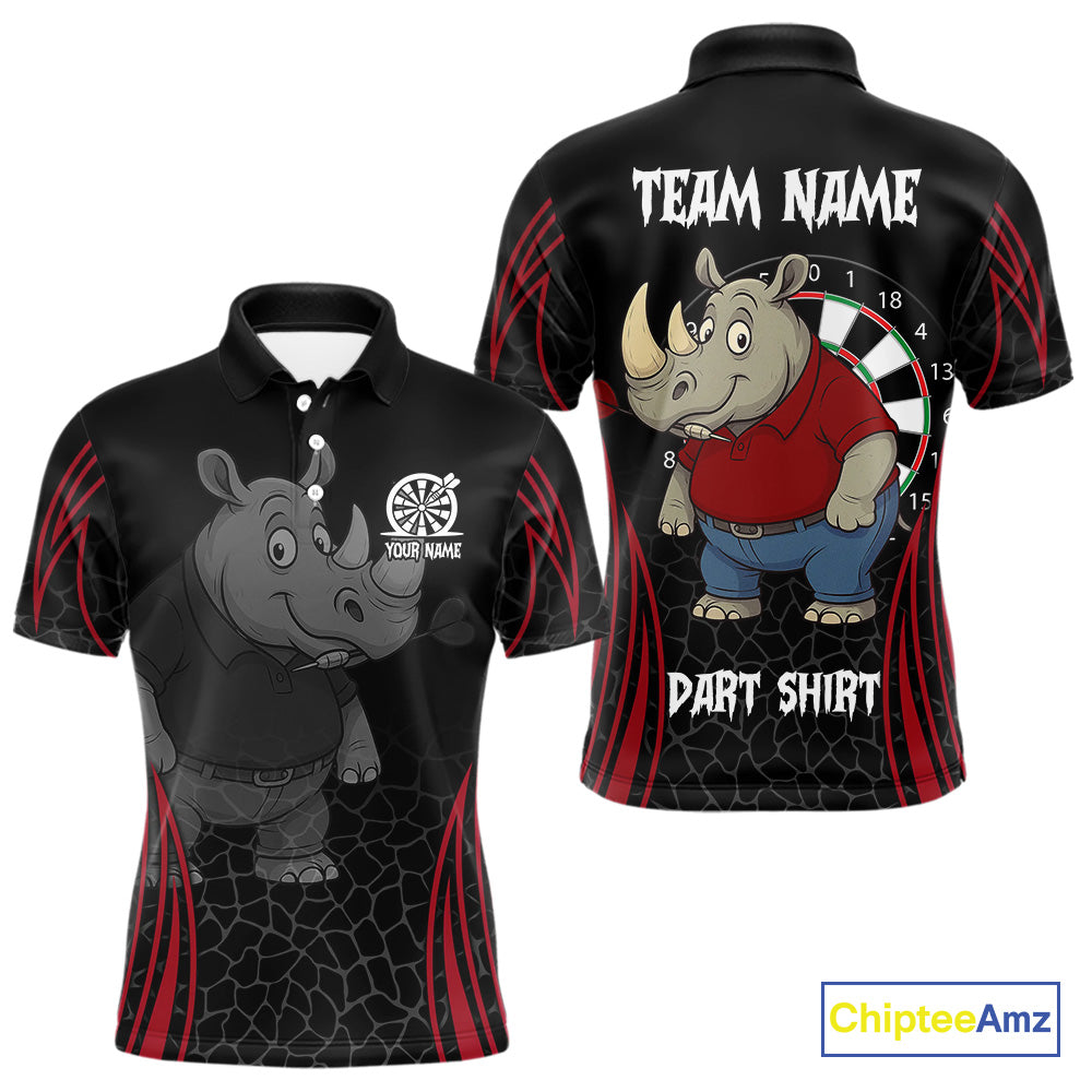 Men's Custom Funny Darts Shirt Chunky Rhino & Colorful Dartboard For Darts Team NYN0273