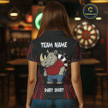 Load image into Gallery viewer, Women's Custom Funny Darts Shirt Chunky Rhino &amp; Colorful Dartboard For Darts Team NYN0273
