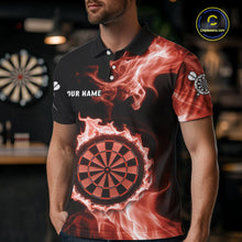 Load image into Gallery viewer, Custom Black And Orange Flames Dartboard Dart Men Polo Jerseys Outfits Dart Team Shirt NYN1662