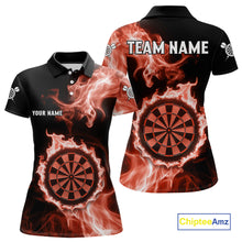 Load image into Gallery viewer, Custom Black And Orange Flames Dartboard Dart Women Polo Jerseys Outfits Dart Team Shirt NYN1662