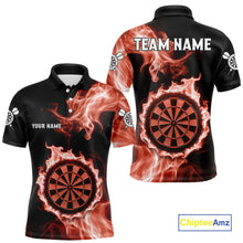 Load image into Gallery viewer, Custom Black And Orange Flames Dartboard Dart Men Polo Jerseys Outfits Dart Team Shirt NYN1662