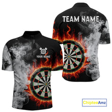 Load image into Gallery viewer, Custom White Smokes Red Flames Dartboard Dart Men Quarter-Zip Jerseys Dart Team Shirt NYN1667