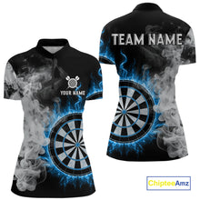 Load image into Gallery viewer, Custom White Smokes Blue Flames Dartboard Dart Women Quarter-Zip Jerseys Dart Team Shirt NYN1668