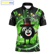 Load image into Gallery viewer, Funny Patrick Day 8 Ball Pool Men's Billiard Polo &amp; 1/4 Zip Shirt Custom Shamrock Billiard Attire NYN2479