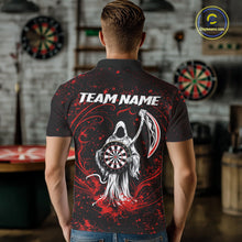 Load image into Gallery viewer, Black &amp; Red Splatter Grim Reaper Hold Dartboard Dart Polo Shirts For Men Custom Dart Team Shirts NYN2681