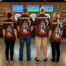 Load image into Gallery viewer, Black &amp; Red Splatter Grim Reaper Hold Dartboard Dart Polo Shirts For Men Custom Dart Team Shirts NYN2681