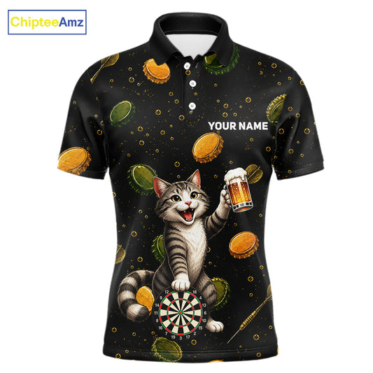 Men's beer and cat dart polo shirt mockup funny dart team jersey