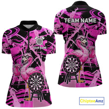 Load image into Gallery viewer, Women's funny flamingo dart quarter zip shirt mockup pink dart team apparel