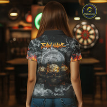Load image into Gallery viewer, Smoke Skull Darts Grunge Women&#39;s Darts Polo Shirt - Custom Name For Players NYN0749