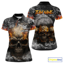 Load image into Gallery viewer, Smoke Skull Darts Grunge Women&#39;s Darts Polo Shirt - Custom Name For Players NYN0749