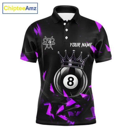 Black And Purple Geometric Crown 8 Ball Billiard Pool Shirt For Men Custom Billiard Team Jersey NYN3217