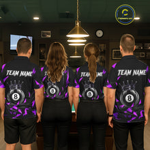 Load image into Gallery viewer, Black And Purple Geometric Crown 8 Ball Billiard Pool Shirt For Men Custom Billiard Team Jersey NYN3217
