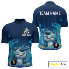 Load image into Gallery viewer, Personalized Funny Shark Blue Waving Billiard 8 Ball Shirt For Men Billiard Pool Team Jersey NYN3221