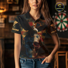 Load image into Gallery viewer, Custom Eagle Retro Patriotic Dart Polo Shirt For Women Outfit US Flag Grunge Dart Jerseys NYN1416