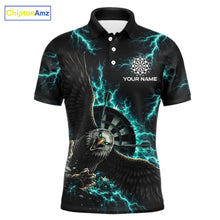 Load image into Gallery viewer, Thunder Teal Eagle Cracked Dartboard Dart Polo Shirts For Men Custom Team Name For Darters NYN2699